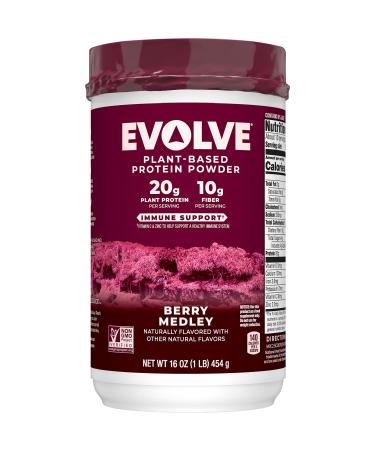 Evolve Plant Based Protein Powder Berry Medley 20g Vegan Protein Dairy Free No Artificial Flavors Non-GMO 1 Pound (Packaging May Vary) Berry 1 Pound (Pack of 1)