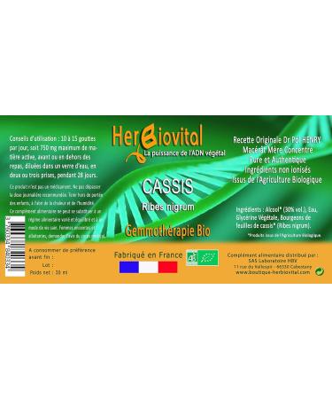 Herbiovital - Organic blackcurrant - Regenerating Mac rate - Concentrated Gemmotherapy - 30 ml - Strengthens the vitality of the body by bringing more energy and endurance - Made in France - Buy Online on GoSupps.com