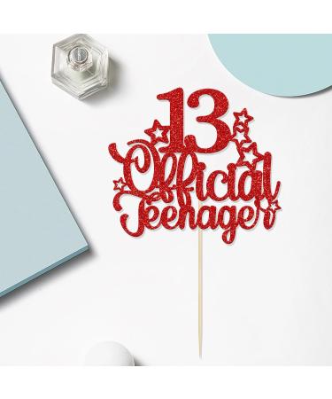 1 Pack 13 Official Teenager Cake Topper Red Glitter Number 13 Cheers to 13 Cake Topper 13th Birthday Cake Pick Decorations for Teen 13th Birthday Party Decorations Supplies - Buy Online on GoSupps.com