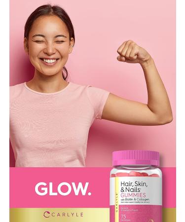 Carlyle Hair Skin and Nails Gummies | 75ct | Biotin & Collagen | Women's Gummy Supplement | Strawberry Flavor - Buy Online on GoSupps.com