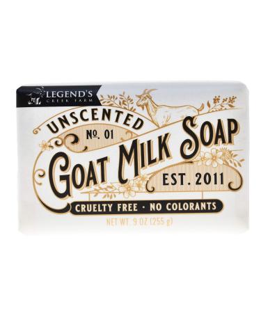 Legend s Creek Farm  Triple Milled Goat Milk Soap  Moisturizing Cleansing Bar  Hands & Body  Creamy Lather & Nourishing  Gentle For Sensitive Skin  Handmade in USA  9 Oz (Unscented T.M.S.) - Buy Online on GoSupps.com
