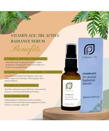 VITAMINE ACE: TRI-ACTIVE RADIANCE SERUM All-Natural Enriched with Vitamins A C E for Perfect Complexion - Anti-Aging Brightening Nourishing - 30ml - Buy Online on GoSupps.com