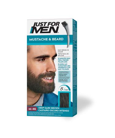 Just For Men Mustache & Beard  Beard Dye for Men with Brush Included for Easy Application  With Biotin Aloe and Coconut Oil for Healthy Facial Hair - Deep Dark Brown  M-46  Pack of 1 Deep Dark Brown M-46 Pack of 1