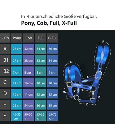 Premium Blue Horse Halter - Fur Lined Available in XFull Pony Cob Warmblood Sizes | Durable & Stylish - Buy Online on GoSupps.com
