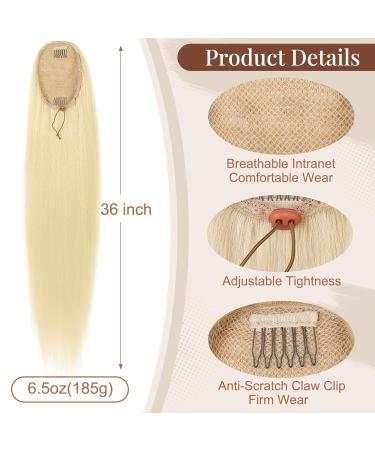 Flufymooz Ponytail Extension - 91 cm Straight & Curly Synthetic Hair for Women - Blonde Horse-Tailed Style - Buy Online on GoSupps.com