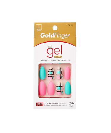 Gold Finger Full Cover Nails Gel Glam Ready to Wear Gel Manicure Long Nails