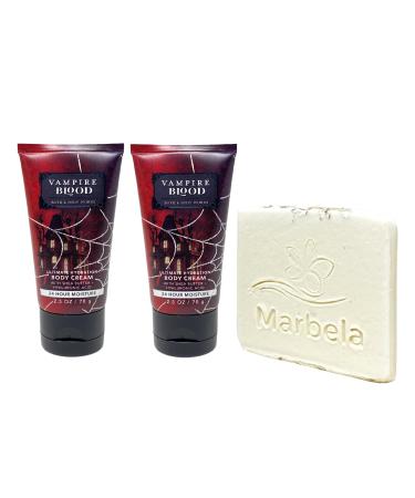 Bath & Body Works Vampire Blood 2 Piece Mini Body Cream Bundle with a Natural Oats Sample Soap - Travel Size