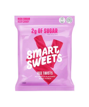 Smart Sweets Red Twists, Licorice Gummy Candy with Low Sugar (2g), Low Calorie (110), No Artificial Sweeteners, Plant-Based, Gluten-Free, Healthy Snack for Kids & Adults, 1.8oz (Pack of 6) 1.8 Ounce (Pack of 6)
