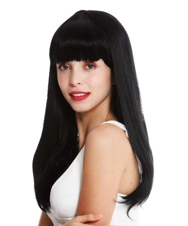 WIG ME UP MA116-1 Women's Long Straight Black Wig with Bangs - Retro 50s Style eCommerce Shipping Worldwide - Buy Online on GoSupps.com
