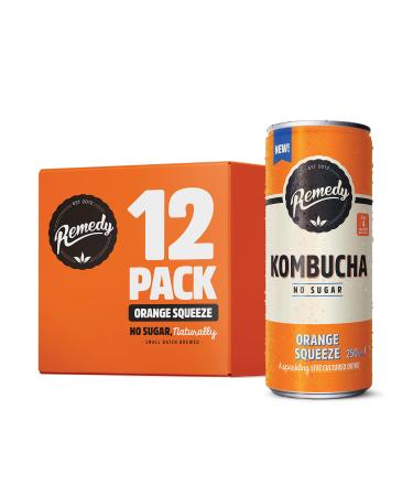 Remedy Kombucha Tea - Orange Squeeze - Sparkling Live Cultured Drink - Naturally Sugar Free Soft Drink - Probiotic Drink for Gut Health - 12 x 250ml - Buy Online on GoSupps.com