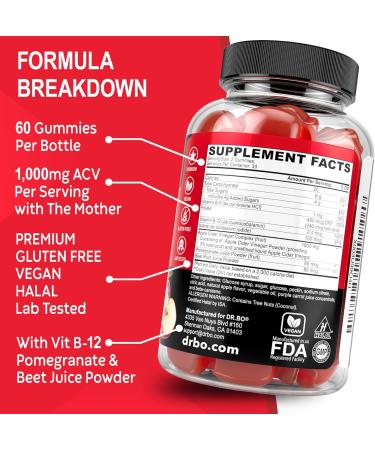 ACV Apple Cider Vinegar Gummies - 1000MG Natural Weight Loss & Detox Support | Gut Health Supplements with The Mother - Buy Online on GoSupps.com