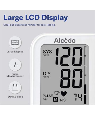 Alcedo Upper Arm Blood Pressure Monitor - Automatic Digital BP Machine with Wide-Range Cuff, LCD Screen, Talking Function, 2x120 Memory - For Home Use - Buy Online on GoSupps.com