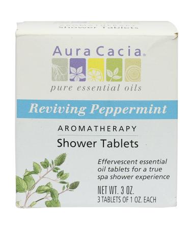 Aura Cacia Reviving Peppermint Aromatherapy Shower Tablets - 3 Pack (3 oz) | Refreshing Aromatherapy for Home Spa - Buy Online on GoSupps.com