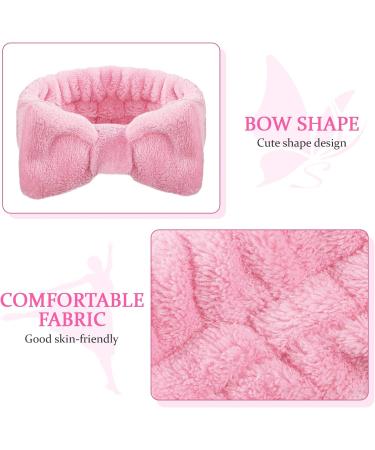 Spa Headband Bowknot Hair Bands Makeup Headbands Coral Fleece Hair Bands Elastic Bath Shower Head Wraps for Women Girls Washing Face Shower Sports Beauty Skincare Light Pink - Buy Online on GoSupps.com