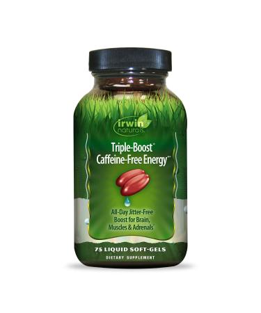 Irwin Naturals Triple-Boost Caffeine-Free Energy - Lasting Jitter-Free Focus - Brain Boosting Nootropic - 75 Liquid Softgels 1