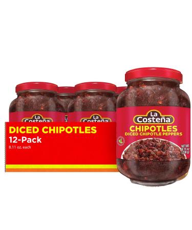La Coste a Diced Chipotle Peppers 8.11 Ounce Jar (Pack of 12)