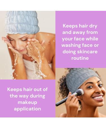 Merely Beauty Extra Wide Spa Headband (2 Pack) - Baby Pink Grey | For Face Washing, Skincare, Makeup, Yoga - Home Spa Accessories - Buy Online on GoSupps.com