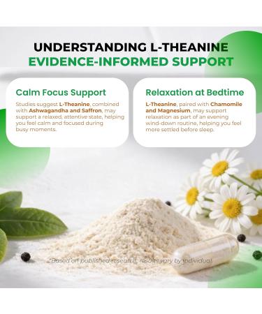 L-Theanine Supplement - 6 in 1 Complex Enriched with Magnesium, Ashwagandha, Saffron, Chamomile - Support Relaxation, Calmness & Sleep Quality | 150 Capsules 150-day supply (pack of 1) - Buy Online on GoSupps.com