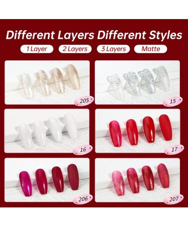 Beauty7 Gel Nail Polish Set 6 Colors Red Glitter Milky UV LED Gel Nail Polish Soak Off Nail Gel Nail Design Nail Art Set - Buy Online on GoSupps.com