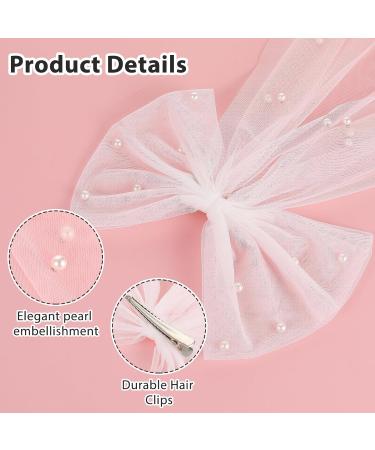 AOZUO Bridal Hair Bow Wedding Veils Pearl Hair Clip Large Hair Headpiece White Lace Hair Accessories Bridesmaid Favors Barrette Bachelorette Party Decorations Bridal Shower Gift - Buy Online on GoSupps.com