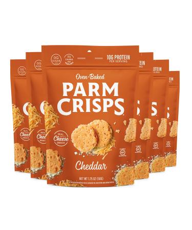Parmcrisps Cheddar Cheese Crisps  100% REAL Cheese Crisps  Keto-Friendly Healthy Snacks  Gluten Free Sugar Free Low Carb High Protein  1.75oz (Pack of 6)