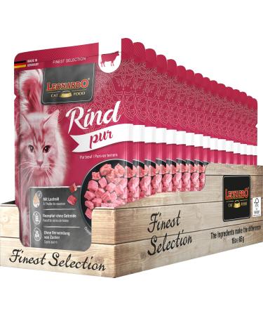 Leonardo freshness bag 16x85g pure beef | Grain-free wet food for cats | Wet food complete food in single portion bags
