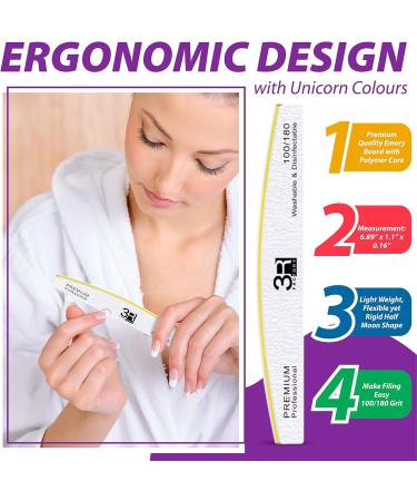 Limas Para U as Acr licas Profesional - 3R Factory Nail Files & Buffers 100/180, Ergonomic Design, 10pcs Pack - Buy Online on GoSupps.com