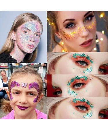 Body Face Glitter Gel SUPGIFT 5 Colors - Holographic Chunky Laser Mermaid Glitter for Makeup, Hair, Nail, Craft - 7.8oz with Spoon - Buy Online on GoSupps.com