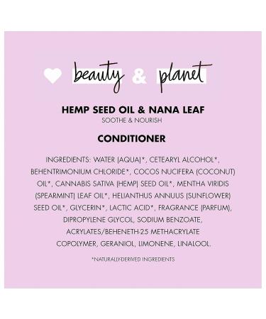 Love Beauty And Planet Soothe & Nourish Conditioner - Hemp Seed Oil & Nana Leaf Vegan Paraben-Free 32.3 Fl Oz | International Shipping Available - Buy Online on GoSupps.com