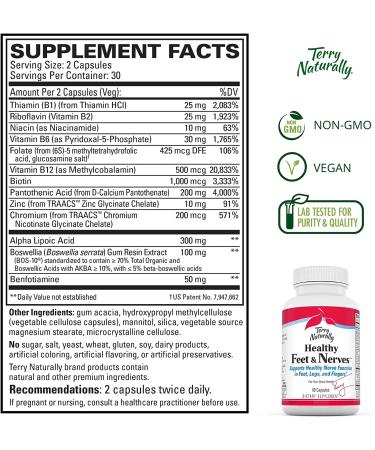 Terry Naturally Healthy Feet & Nerves - 60 Capsules for Optimal Nerve Support - Buy Online on GoSupps.com
