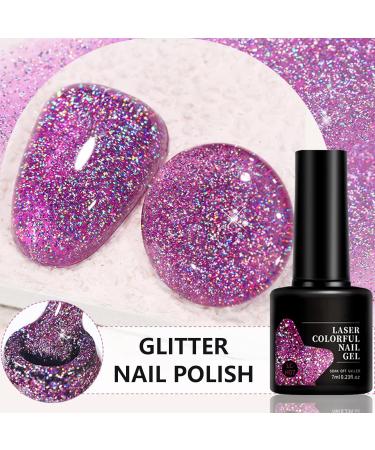 Glitter Gel Nail Polish - Purple Gel Nail Polish - Soak Off UV Sparkling Colors Nail Gel Spring Summer Gel Nail Art Manicure Varnish for Nail Starters Dark Purple - Buy Online on GoSupps.com