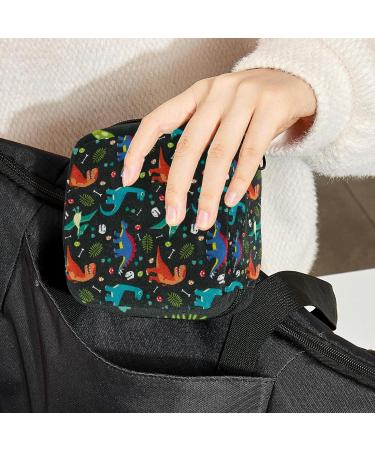 Dinosaur Print Sanitary Napkin Storage Bag | Menstrual Pad Pouch for Teen Girls & Women | Portable Nylon Oxford Cloth with Zipper | Multicoloured Design - Buy Online on GoSupps.com