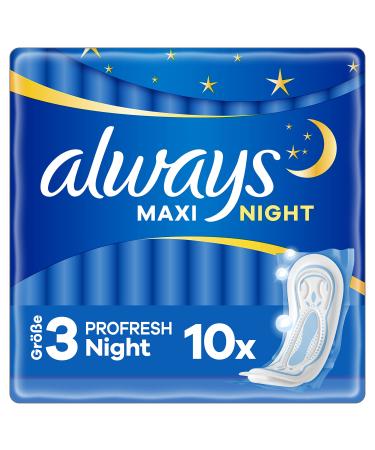 Always Maxi Profresh Night Women Binding (size 3) 10 pieces neutralizes smells super fit super absorbing individually packaged 10 pieces (1 Pack) Profresh night