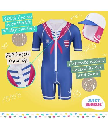 Juicy Bumbles Sailor Baby Swimsuit | One Piece Short Sleeve Toddler Swimming Costume | Boys Girls 6M-5Y - Buy Online on GoSupps.com