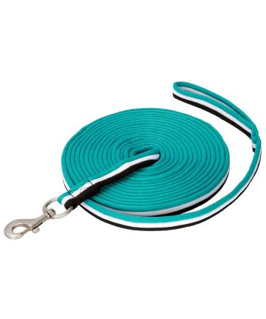 Start lunging line for equestrian horses 8m softlongs made of nylon horse song with hand loop tow leash reins with carabiners floor work rope horse (dark brown/white/stealingrau)