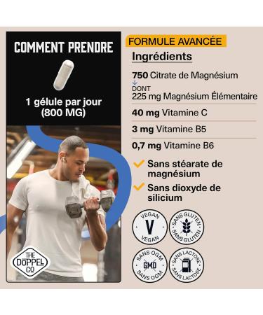 Magnesium Citrate | 750 mg + Vitamin C B6 B5 per Daily Dose | 200 Capsules | High Bioavailability Magnesium | Vitamins Against Fatigue | Joints Muscles | Plastics Free - Buy Online on GoSupps.com