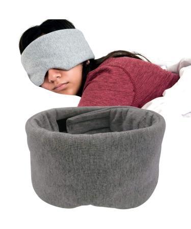 Plush 100% Handmade Gray Cotton Sleep Mask with Travel Pouch & Bonus Ear Plugs for Adults Men & Women Block Light and Sleep Deeply Easy Closure for Perfect Fit Excellent for yoga & Insomnia Relief