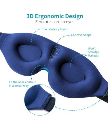 Ergonomic 3D Contoured Sleep Mask for Women and Men | Light Blocking, Super Soft Memory Foam Blindfold for Comfortable Sleeping | Adjustable and Perfect for Travel - Buy Online on GoSupps.com
