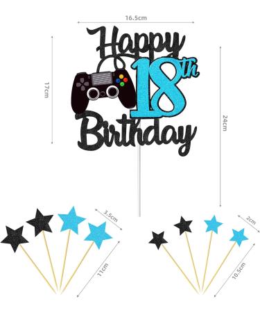 Joyeah Happy 18th Birthday Cake Topper Glitter Video Game Cake Pick Game On Cheers to 18 Years Cake Decoration for Game Theme Happy 18th Birthday Party Supplies Blue Blue-18th - Buy Online on GoSupps.com