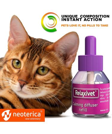 Relaxivet Cat Calming Diffuser Refill - Feline Stress Relief with Pheromones - Anti-Anxiety Solution for Cats - 2 Refills (Diffuser not Included) - Buy Online on GoSupps.com