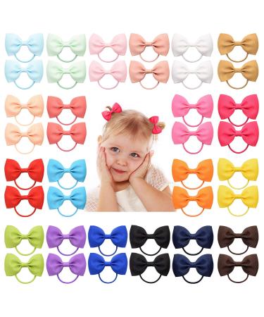 40 Pieces 2.75" Baby Girls Hair Bows Tie Grosgrain Ribbon Bows Rubber Band Ribbon Hair bands For Girl Teens Kids Babies Toddlers (20 Pair 023)