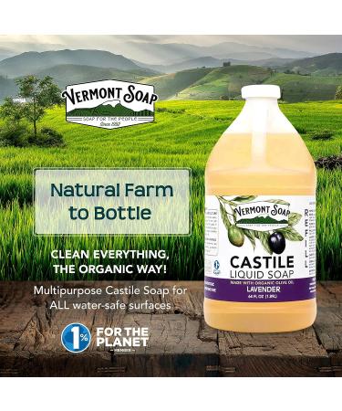 Vermont Castile Soap Lavender 64 Oz - Gentle Liquid Soap & Natural Body Wash - Organic Shampoo for Oily Hair - Aloe Castile Soap for Men & Women - Buy Online on GoSupps.com