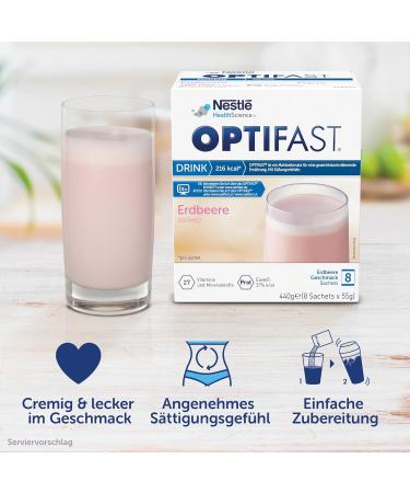 Optifast Strawberry Diet Shake | Protein-Rich Meal for Weight Loss | 8 x 55g | Quick & Delicious | Vitamins & Minerals - Buy Online on GoSupps.com