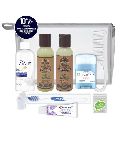 Convenience Kits International Women s Deluxe 10 PC Set | OKAY Black Jamaican Castor Oil Hair & Body Essentials | Travel-Size Must-Haves - Buy Online on GoSupps.com