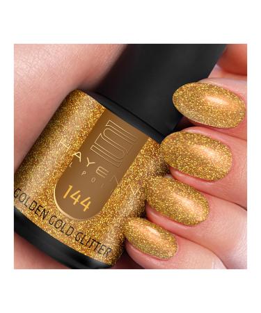 Shayenne Made in Germany Shellac Gel Nail Polish 15 ml for UV LED Lamp | 144 Golden Gold | Gel Nail Polish for UV Nail Lamp | LED Nail Polish Gel Polish Nail Gel