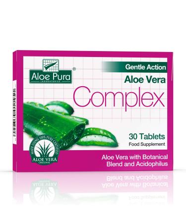 Aloe Pura Aloe Vera Gentle Action Complex Tablets Natural Vegetarian Cruelty Free Food Supplement Botanical Blend 30 Tablets 30 Count (Pack of 1)