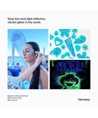Hemway Premium Ultra Sparkle Glitter - Fluorescent Blue Extra Chunky 100g | Multi-Purpose Metallic Flake for Arts Cosmetics Resin Festivals - Buy Online on GoSupps.com