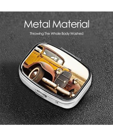 Antique Car Printed Square Pill Box | Portable Travel Medicine Organizer | eCommerce International Shipping - Buy Online on GoSupps.com