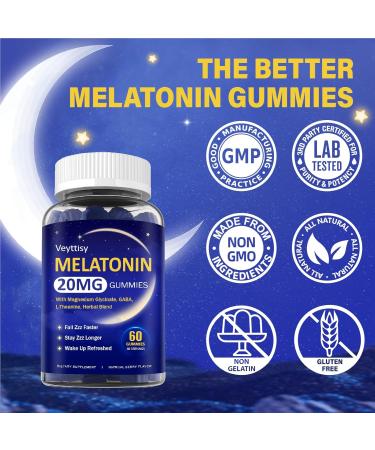 Melatonin 20mg Gummies for Adults - Max Strength Melatonin Gummy Supplement with Magnesium Glycinate, B6, B12, L-Theanine, GABA, & Herbs - Non-Habit Forming, Vegan, Natural Mixed Berry Flavor Mixed Berry 60 Count (Pack of 2) - Buy Online on GoSupps.com