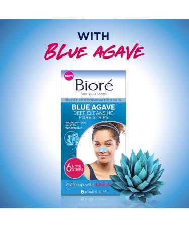 Bior Blue Agave Pore Strips for Combination Skin - 6 Count, Instant Blackhead Removal with C-Bond Technology, Oil-Free & Non-Comedogenic - Buy Online on GoSupps.com